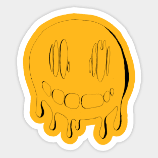 Smiley face melting (black line) Sticker